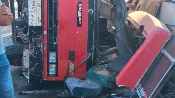 حادث إنقلاب ميني باص تابع لوزارة الشباب والرياضة&nbsp;