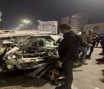 حادث تصادم مروع بين 3 سيارات أعلى الطريق الدائري بالمريوطية
