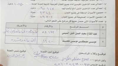 نتائج الانتخابات| السيسي يكتسح نتائح اللجنة العامة بالرحمانية في البحيرة