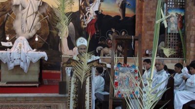 صور| أقباط جنوب سيناء يحتفلون بأحد السعف في كنيسة 