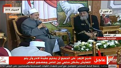شيخ الأزهر: على الجميع أقباطًاً ومسلمين أن يحترم  فكر وعقيدة الآخر