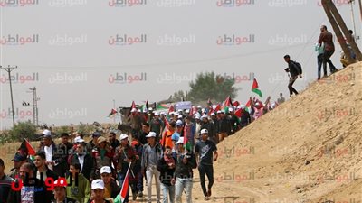 صور| انطلاق مسيرة حاشدة برفح شرق قطاع غزة ضد الاحتلال الإسرائيلى 