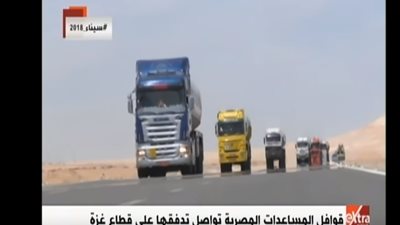 فيدو | قوافل المساعدات المصرية تواصل تدفقها على  قطاع غزة