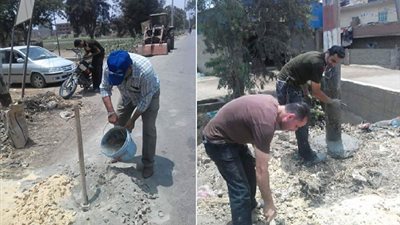 صور| تركيب أعمدة إنارة بـ