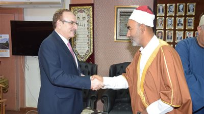 صور| رجال الدين الإسلامي والمسيحي يهنئون محافظ بني سويف بـ عيد الفطر 2018