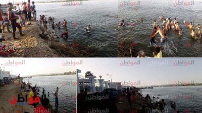 صور| أهالي قرية شطوره يقضون ثالث ايام عيد الفطر في النيل بـ
