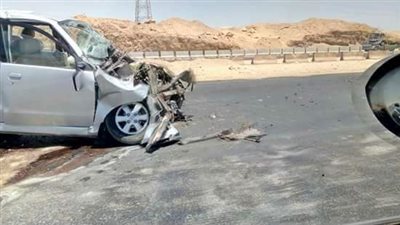 مصرع شخصين وإصابة طفل بحادث الصحراوي الشرقى ببنى سويف