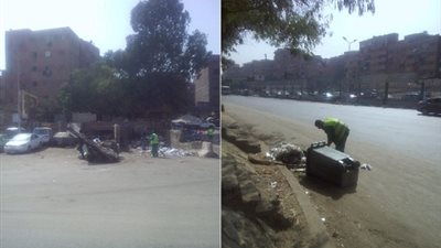 صور.. حملة نظافة بمربع الأوتوستراد فى منشأة ناصر