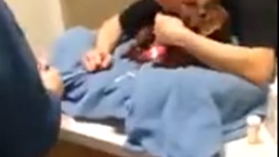 فيديو.. رد فعل غريب لامرأة مات كلبها 