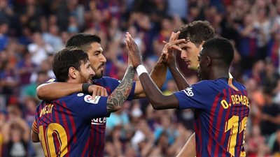 برشلونه تقسو علي ويسكا بثمانية اهداف بـ الليجا