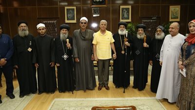 محافظ المنوفية يستقبل وفد بيت العائلة المصرية لتهنئته بتوليه مهام عمله