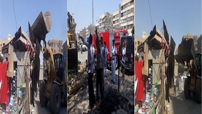 صور.. حملات مكبرة لإزالة الإشغالات بـ  حى شرق
