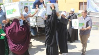 1500 عبوة مواد غذائية وكسائية إجمالي مساعدات قافلة الأزهر لأهالي شمال سيناء