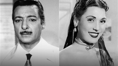 صورة نادرة .. تحية كاريوكا ورشدي أباظة في شهر العسل