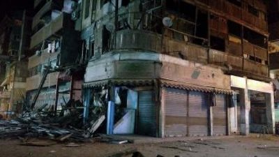 انهيار جزئي بعقار بمدينة الخارجة بالوادي الجديد