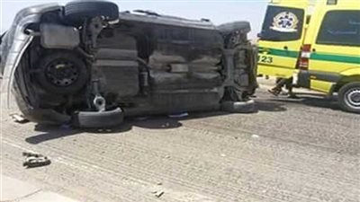 إصابة مستشار نيابة بنى سويف في حادث انقلاب سيارة ملاكي