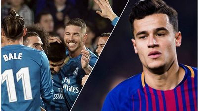 إنفوجراف| أرقام جاريث وفيليب كوتينيو قبل موقعة برشلونة وريال مدريد