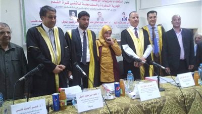 مناقشة رسالة ماجستير استخدام تدريبات الرشاقة الخاصة لتحسين مستوى الأداءت المهارية بجامعة بنى سويف 