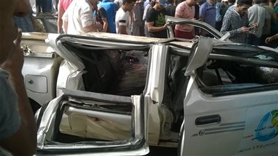 ضبط قائد السيارة المتسببه في سقوط سور محور صفط اللبن