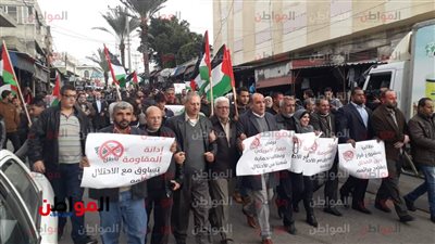 صور| آلاف الفلسطينيين يشاركون في المسيرات الشعبية لرفض القرار الأمريكي 