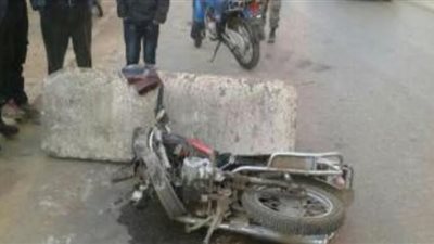 إصابة شخصين بـ انقلاب موتوسيكل على طريق مصر أسيوط في بني سويف 