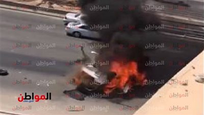 شاهد كيف نجا صاحب مصنع ملابس بأعجوبة بعد حريق سيارته بطوخ