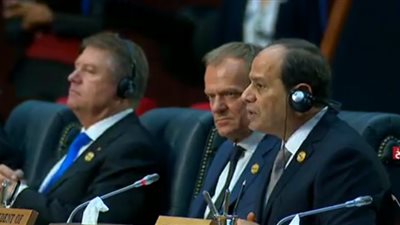 الرئيس السيسي في القمة العربية الأوروبية: شكرًا للقادة العرب 