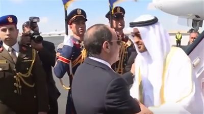 فيديو| استقبال الرئيس السيسي ولي عهد أبو ظبي في مصر 