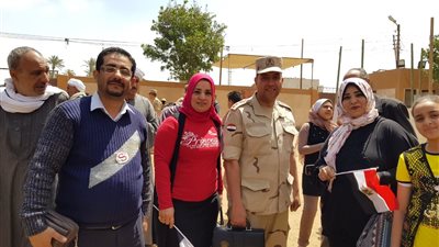 صور|إحتشاد المواطنين ببني سويف للإستفتاء على التعديلات الدستورية
