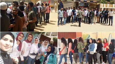 صور| إقبال كثيف لطلاب الجامعات للاستفتاء التعديلات الدستورية 2019