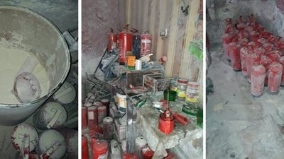 ضبط 280 إسطوانة إطفاء حريق مغشوشة في مصنع غير مرخص بالجيزة