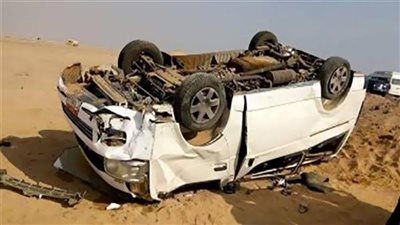 إصابة 18 عامل في حادث انقلاب سيارة بالطريق الصحراوي الشرقي في المنيا 