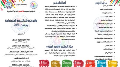 موعد انطلاق فاعليات المؤتمر السنوى الخامس للبحوث الطلابية بجامعة قناة السويس
