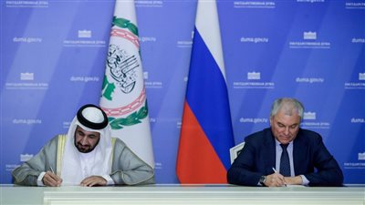 مجلس الدوما للجمعية الاتحادية لروسيا يجتمع  مع رئيس البرلمان العربي محمد اليماحي