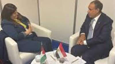 وزير الخارجية يلتقي بوزيرة خارجية فلسطين لوقف إطلاق النار فى غزة 