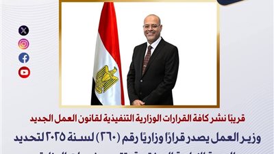 وزير العمل يصدر قرارًا وزاريًا بتحديد الجهة الإدارية المختصة بتطبيق قانون العمل