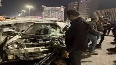 حادث تصادم مروع بين 3 سيارات أعلى الطريق الدائري بالمريوطية