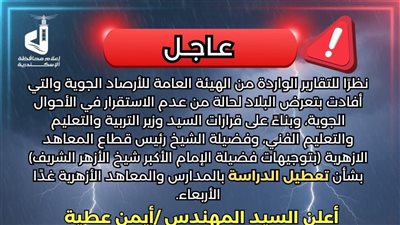 قرارات عاجلة من محافظ الإسكندرية بشأن الدراسة غداً 
